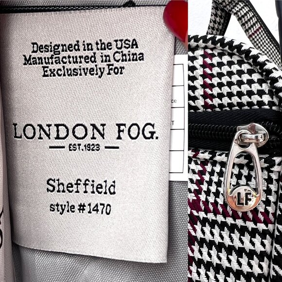 London Fog Under the Seat Carryon Sheffield Roller Bag 15IN Houndstooth #1470 - Picture 3 of 16